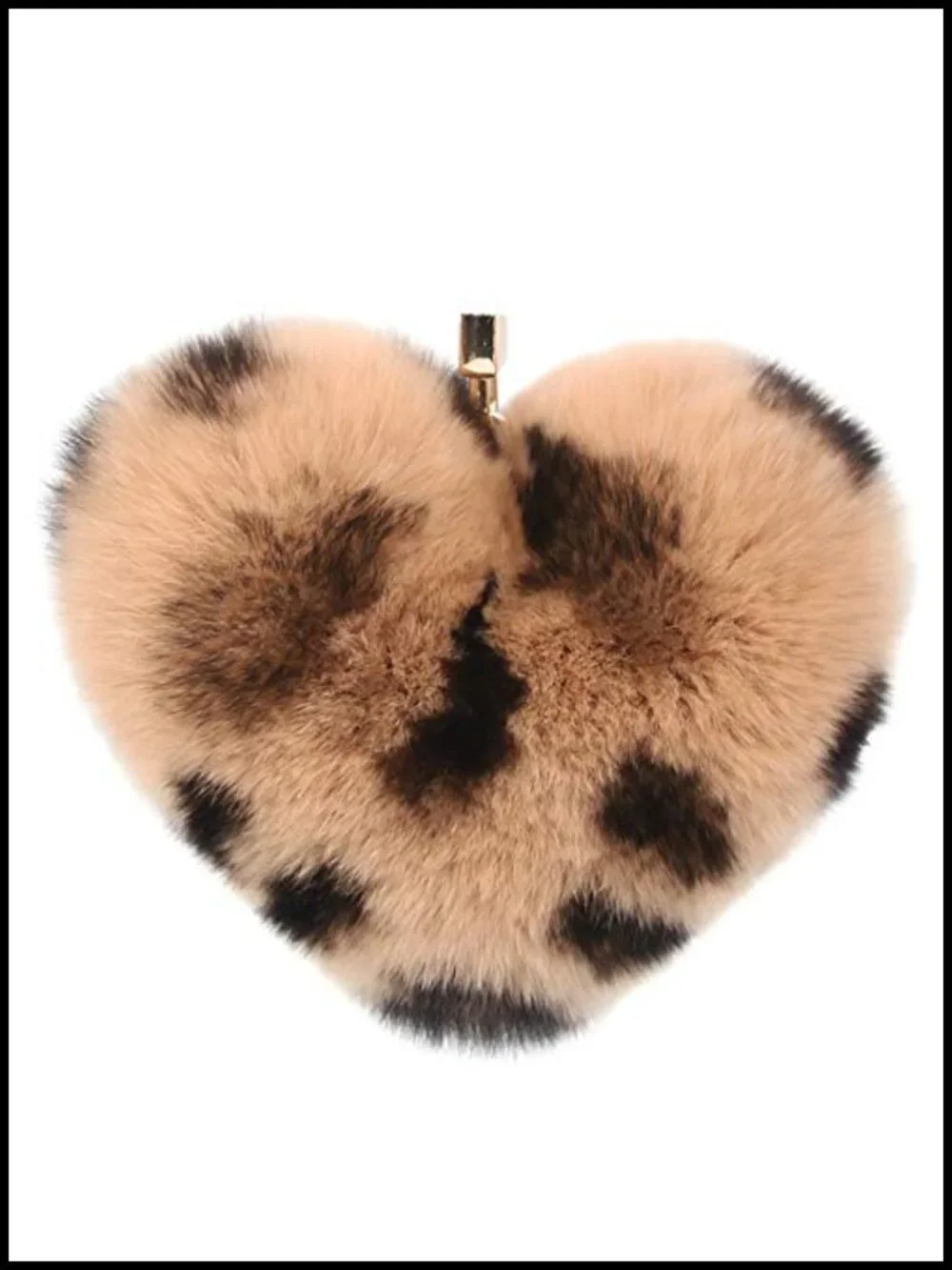 Genuine Rex Rabbit Fur Heart Keychain Charm Bag Accessory